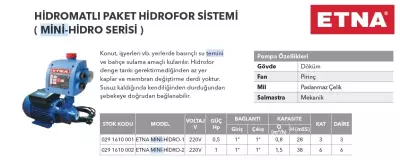 ETNA MİNİ-HİDRO-2 Hidromatlı Paket Hidrofor – 4 Kat / 8 Daire Kapasiteli - 2