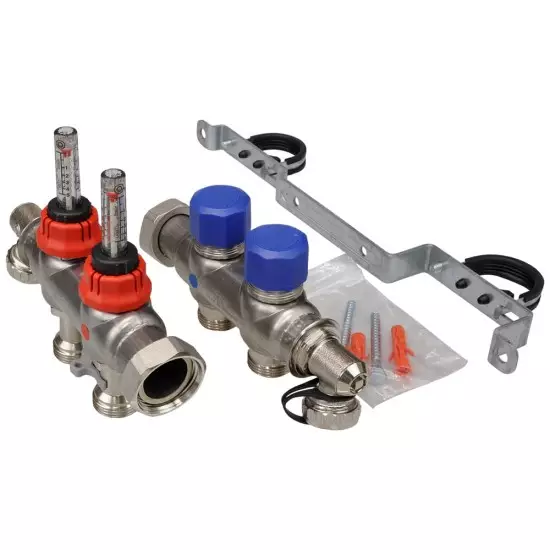 FRÄNKISCHE Profitherm Debi Göstergeli Paslanmaz Çelik Kollektör Seti 2 Ağızlı – Yerden Isıtma Kollektörü - 1