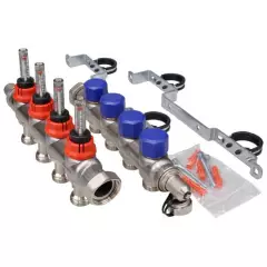 FRÄNKISCHE Profitherm Debi Göstergeli Paslanmaz Çelik Kollektör Seti 4 Ağızlı – Yerden Isıtma Kollektörü - 1