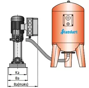 Standart Pompa TH 1xSBT-V 100/5 Dik Milli Kullanım Suyu Hidroforu - 2