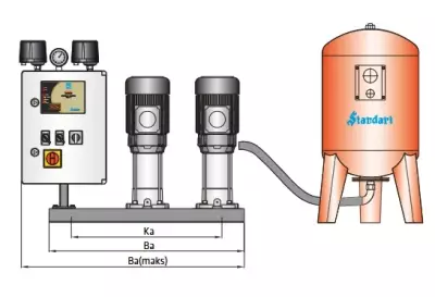 Standart Pompa TH 2x SBT-V 130/7 15kW* Dik Milli Kullanım Suyu Hidroforu - 2
