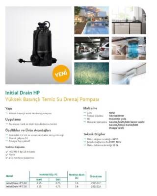 Wilo Initial Drain HP 7.30 – 32 mSS – 0,75 HP – Plastik Keson Kuyu Pompası - 3