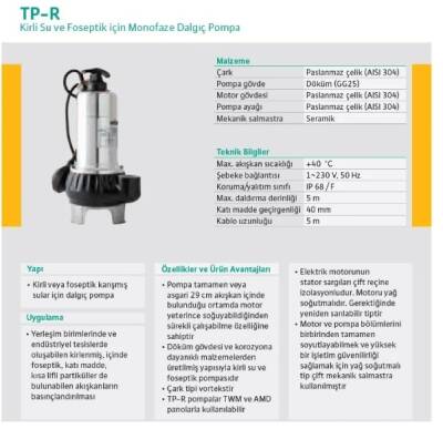 Wilo TP-R 8M Foseptik Pompası – 0,8 HP – 1½