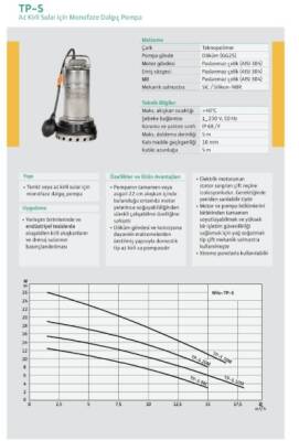 Wilo TP-S 20M – 750 Watt – Flatörlü Drenaj Pompası (Az Kirli Sular için) - 3