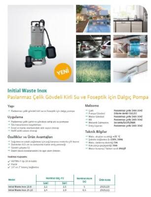Wilo Waste Inox 18.8 Foseptik Pompası – 1,5 HP – 1½
