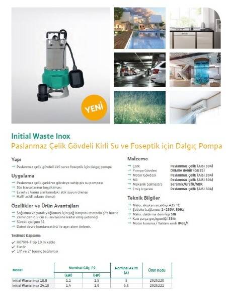 Wilo Waste Inox 24.10 Foseptik Pompası – 1,9 HP – 2